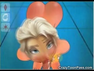 3D Elsa From Frozen Gets 3 Cumshots!
